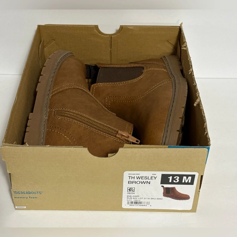 Boys 13M Brown Hiking Boots by Thereabouts Memory Foam Wesley NWT